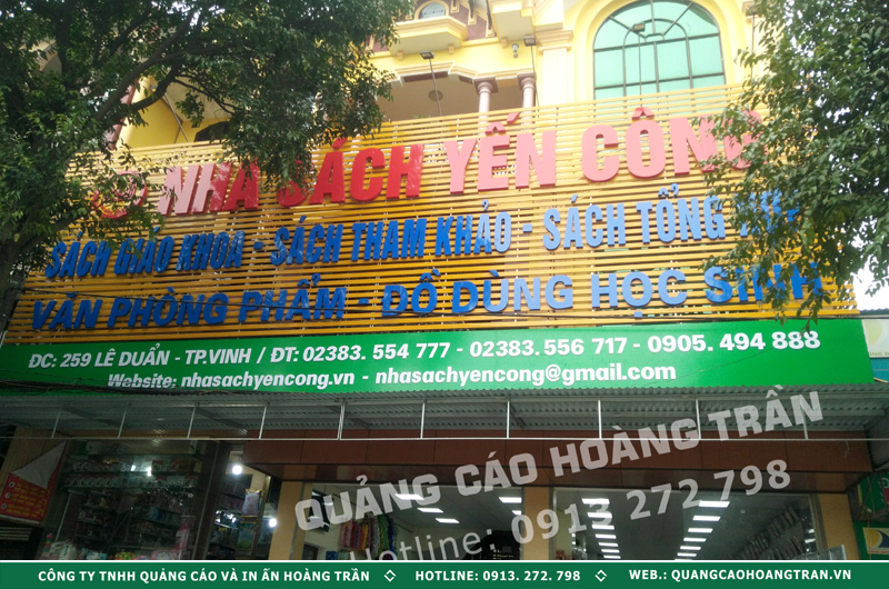 Thi công biển quảng cáo Nhà sách Yến Công tại Nghệ An